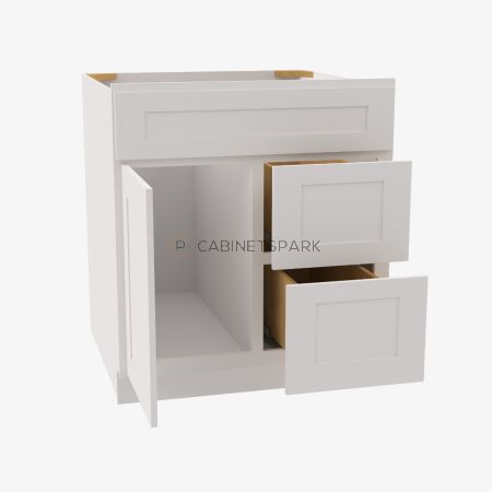 Forevermark AW-S3021DR-34-1/2" Combo Vanity with Right Drawer | Ice White Shaker