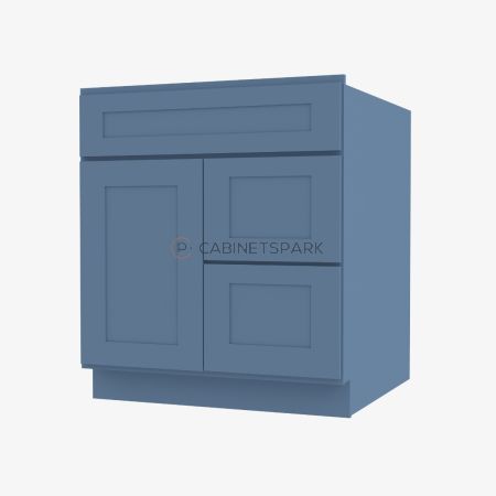 Forevermark AX-S3021DR-34-1/2" Combo Vanity with Right Drawer | Xterra Blue Shaker